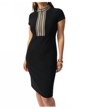 Joseph Ribkoff Embellished High-Neck Sheath Dress - Black