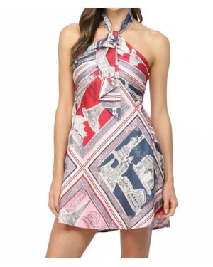 Fate Bordered Destination Print Halter Dress