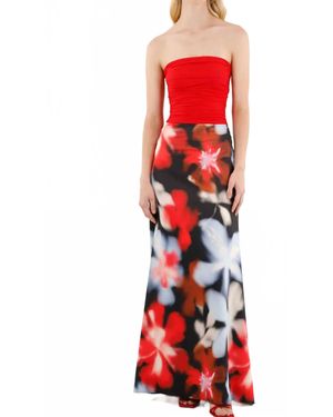 Especia Verdigris Long Maxi Skirt - Red