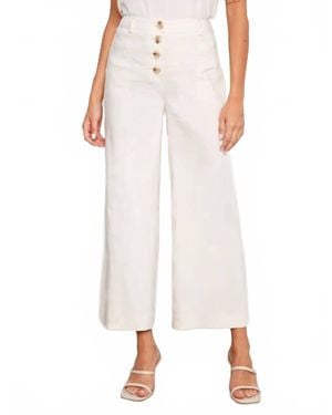 Charlie b Stretch Linen Wide Leg Button Front Pants - White