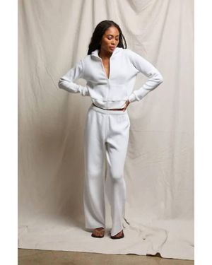 PERFECTWHITETEE Inez Waffle Cropped Hoodie - White