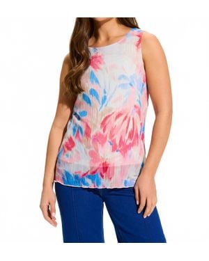 Fdj Shannon Sleeveless Pleated Mesh Top - Red