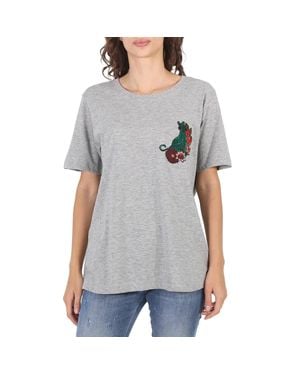 Essentiel Antwerp Essentiel Gray Rigo Cat Patch T-shirt