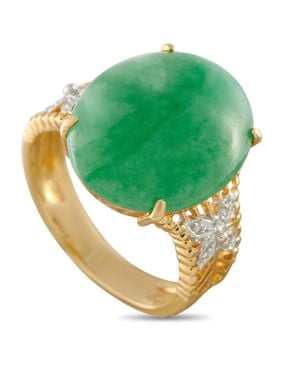 LB Exclusive 18K Diamond And Jade Cabochon Cocktail Ring Mf03-062626 - Green