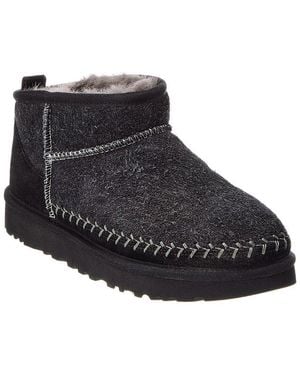 UGG W Classic Ultra Mini Biarritz Suede Bootie - Black