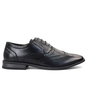 Infinity Leather Classic Brogue Derby Oxford Shoes - Black