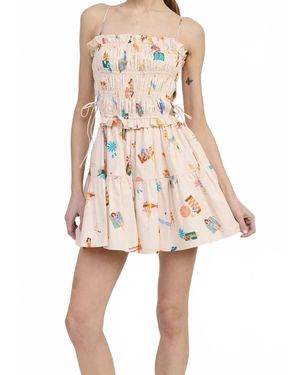 emory park Beach Print Mini Dress - Natural