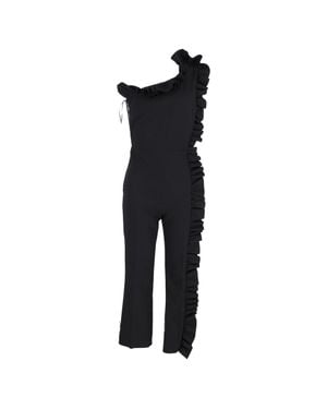 MSGM One-Shoulder Ruffle-Trimmed Jumpsuit - Black