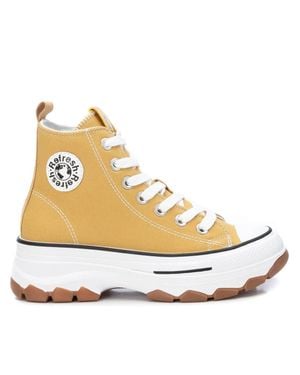 Xti Refresh Collection Canvas High Top Sneakers With Platform Sole - Metallic