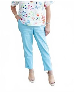 Charlie b Linen Cuffed Pants - Blue