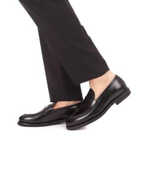Henderson Brushed Leather Penny Loafers - Black