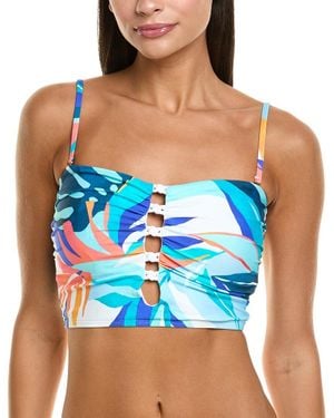 La Blanca Coastal Palms Midkini Top - Blue