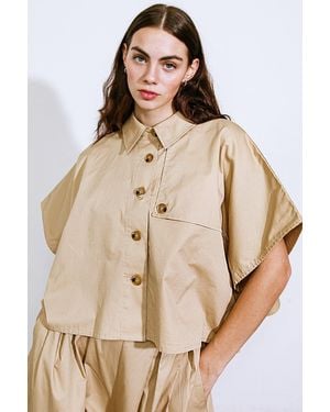 TRUEDAMES It's Perfect Timing Woven Top - Natural