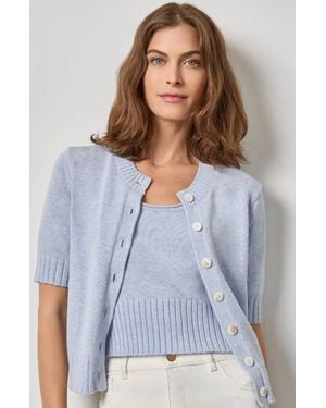 Lilla P Elbow Sleeve Button Cardigan - White