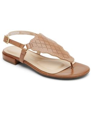 Rockport Total Motion Zosia Wave Leather Embellished Thong Sandals - Pink