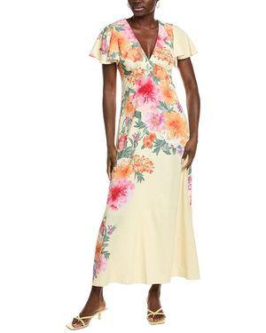 Maison Tara Satin Crepe Maxi Dress - Yellow