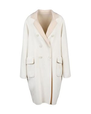 Eleventy Reversible Double-Breasted Wool Coat With Notched Lapel - White