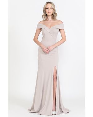 TRUEDAMES Simple Off Shoulder Bridesmaids Prom Long Dress - Pink