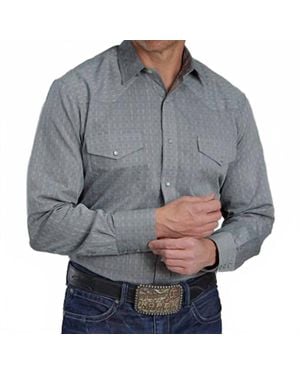 Roper Textured Snap Long Sleeve Shirt - Gray