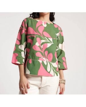 Frances Valentine Mid Century Palm Cotton Carly Top - Green