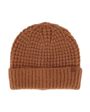 David & Young Waffle Knit Winter Beanie With Cuff - Brown
