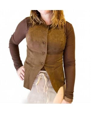 Mustard Seed Tie Back Button Closure Vest - Brown