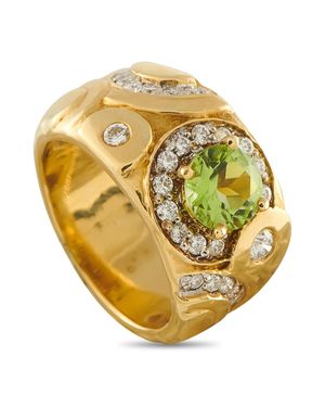 Seidengang 18K 0.60Ct Diamond And Peridot Ring Sg05-062526 - Metallic
