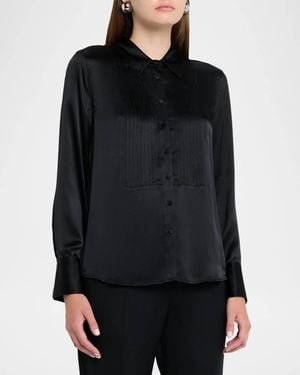 L'Agence Divya Pintuck Tux Shirt - Black