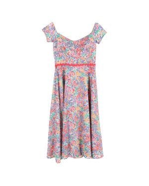 Saloni Printed Off-Shoulder Midi Dress - Purple