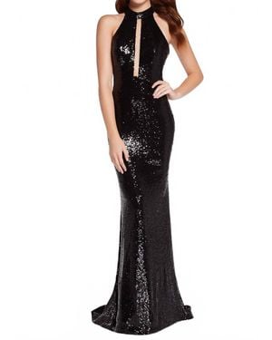 Alyce Paris Oracle Cutout Halter Gown - Black