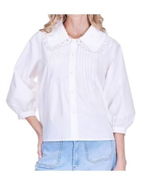 J joy Pin Tuck Collar Blouse - White