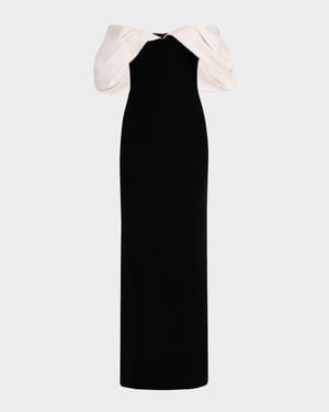 Gaurav Gupta Cloud Drape Off-The-Shoulder Velvet Gown - Black