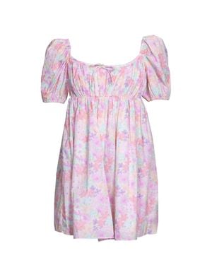 For Love & Lemons Kennedy Floral-Print Open-Back Cotton-Poplin Mini Dress - Pink