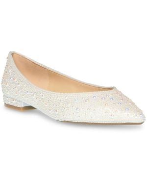 Betsey Johnson Jude Embellished Low Heel Pointed Toe Flats - White