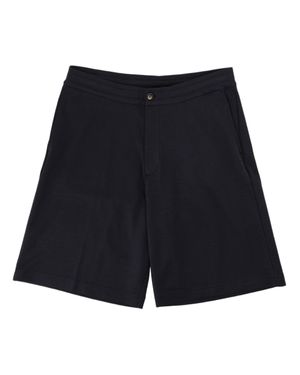 Herno Structured Straight Cut Cotton Shorts - Blue