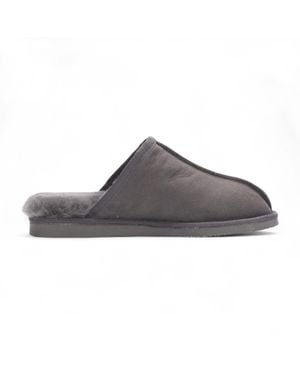 Infinity Leather Genuine Sheepskin Suede Mule Winter Warm Non-Slip - Gray