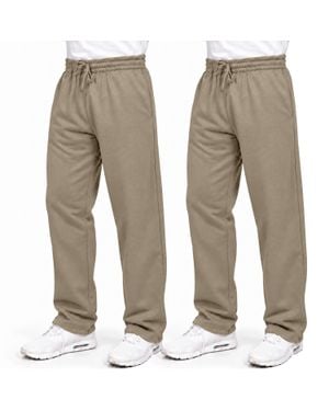 Base Supply Wide Leg Open Bottom Lounge Sweatpants (S-3Xl)-2 Pack - Gray