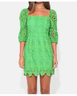 Adelyn Rae Emery Puff Sleeve Lace Dress - Green