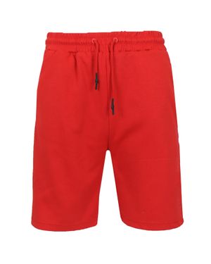 Blu Rock Tech Fleece Jogger Sweat Lounge Shorts With Long Zipper Side Pocket - Red