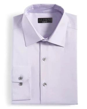 Alfani Dress Shirt Lilac Whisper Slim-Fit Button-Up Fts291 - Blue