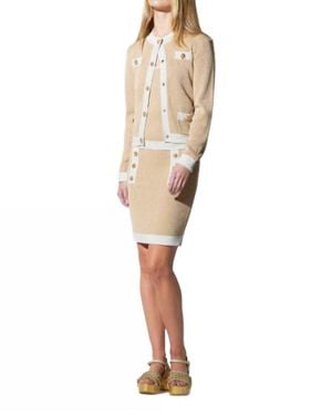 oolala Lurex Ribbed Knit Cardigan - White