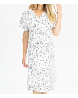 ANGEL MATERNITY Polka Dot Nursing Wrap Dress - White