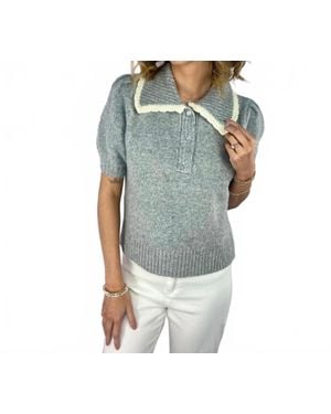Allie Rose Eliza Collared Sweater - Gray