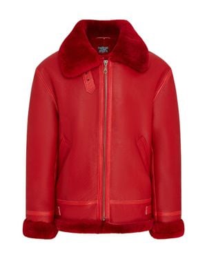 Infinity Leather B3 Bomber Raf Aviator Sheepskin Jacket -Wyndham - Red