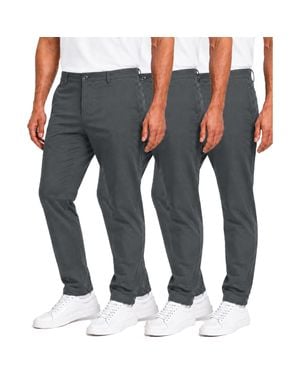 Blu Rock Super Stretch Slim Fit Everyday Chino Pants-3 Pack - Gray