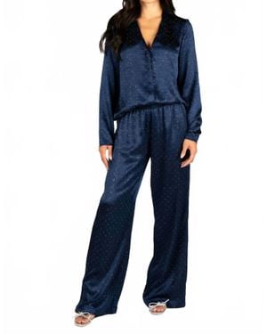 Sincerely Ours Thea Embellished Satin Top - Blue