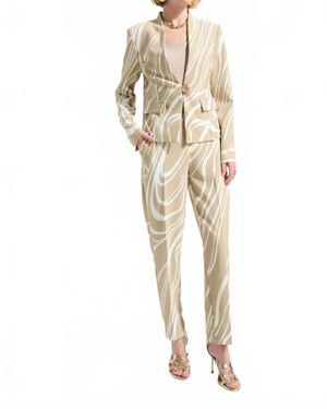 Joseph Ribkoff Abstract Pull-On Straight Pants - Natural