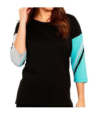 Wrangler Stripe Sleeve Scoop Neck Top - Black
