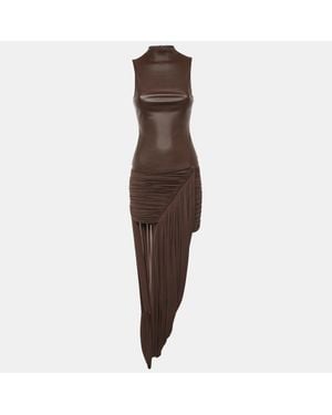 Chats by C.Dam Chats By C. Dam Mesina Stretch Twill And Crepe Knit Draped Long Dress - Brown