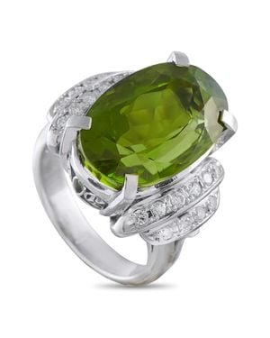 LB Exclusive Platinum 0.56Ct Diamond And Peridot Ring Mf21-052126 - Green